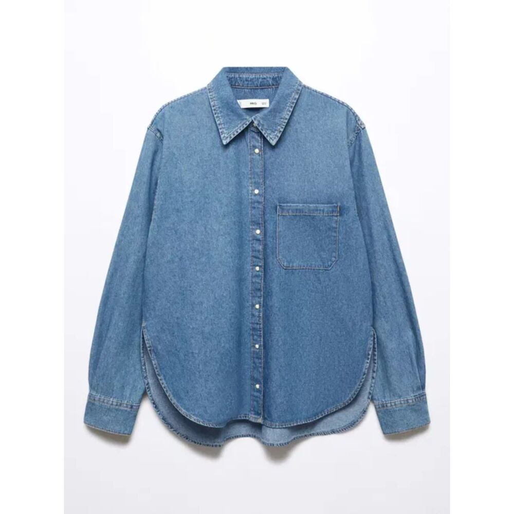 MNG Mango Diana Denim Button Down Shirt - Blue S
